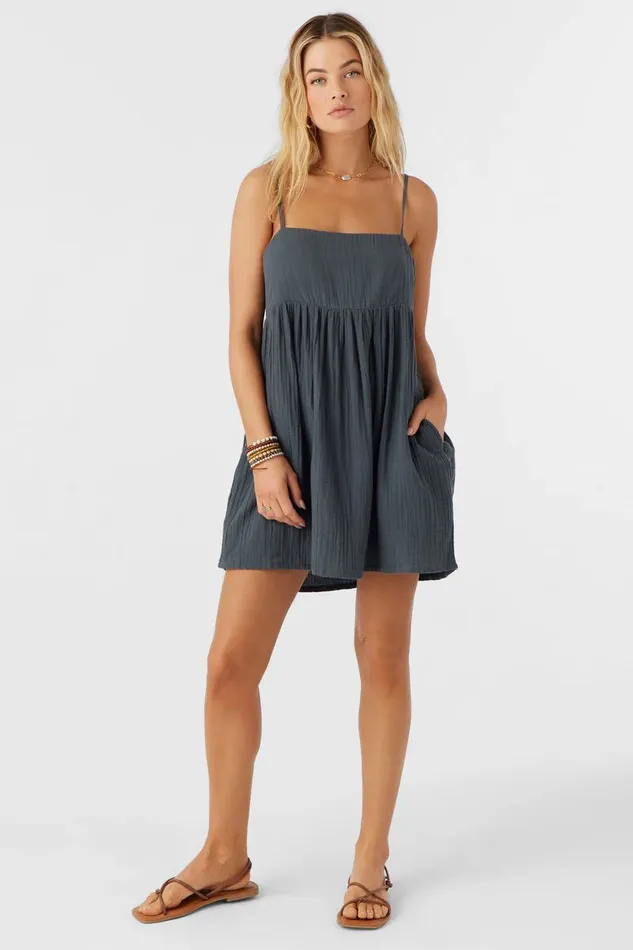 HADIA CRINKLE DOUBLE GAUZE MINI DRESS Slate Women O039NEILL Collections
