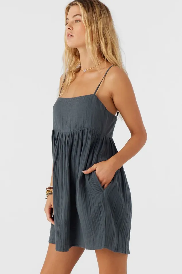HADIA CRINKLE DOUBLE GAUZE MINI DRESS Slate Women O039NEILL Collections