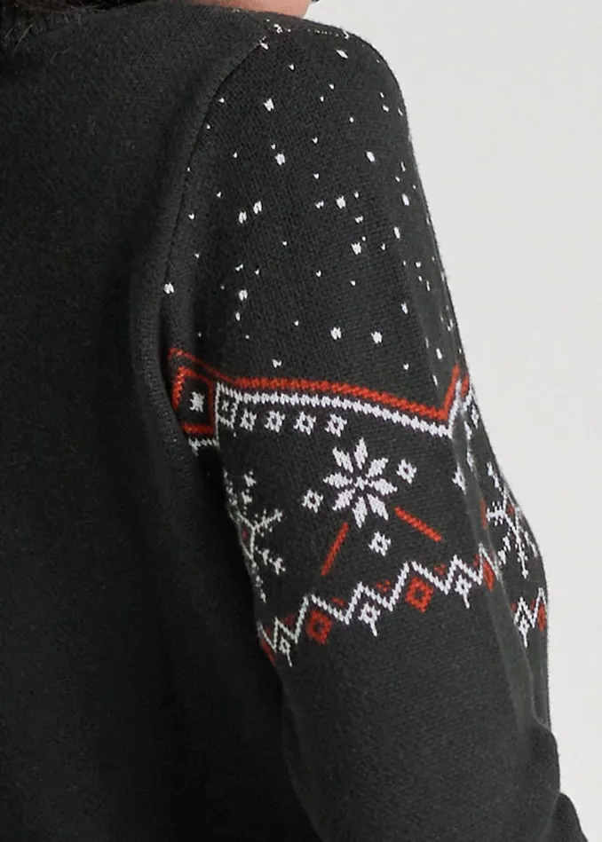 Half Zip Snowflake Sweater Black Multi Women VENUS Pullover