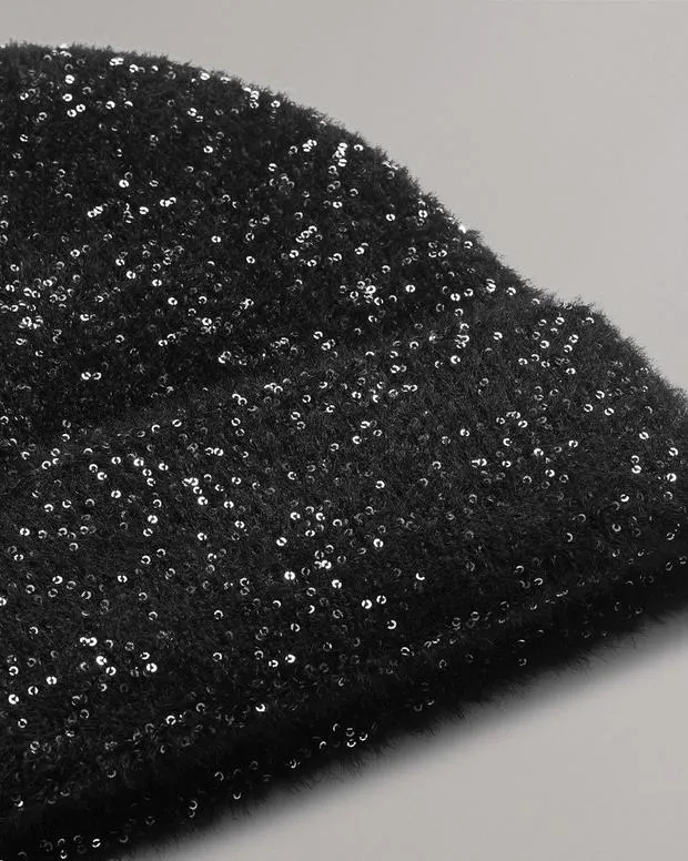 Hats and Gloves Women Rag and Bone Danni Sequin Beanie Black