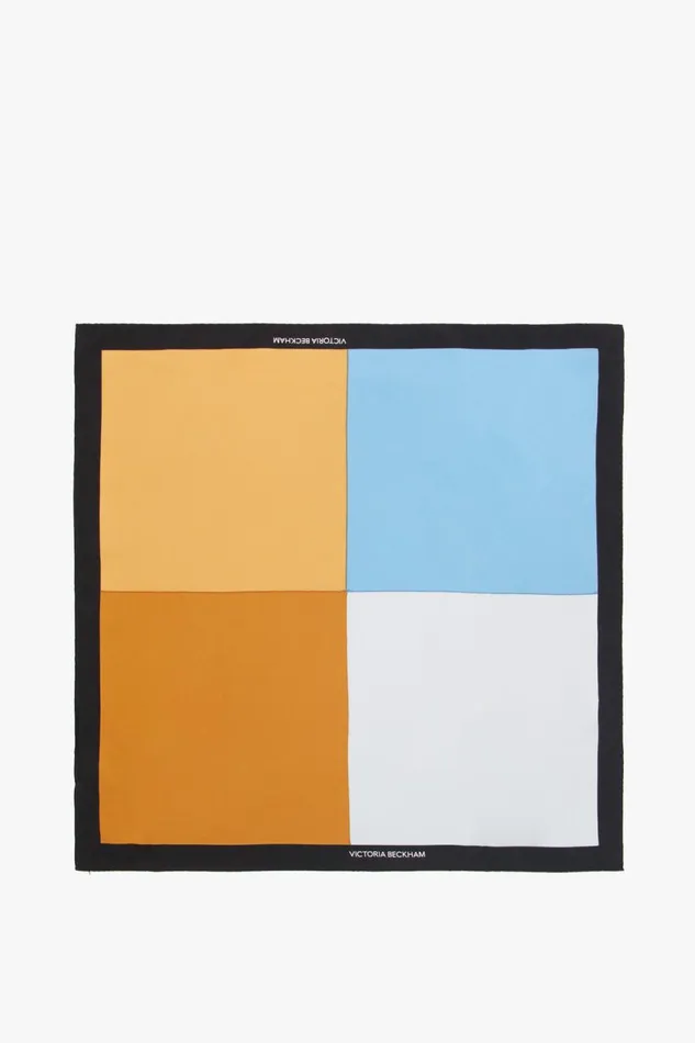 Hats and Scarves Women Victoria Beckham Colour Block Silk Scarf In Marina Hats and Scarves Women Victoria Beckham Colour Block Silk Scarf In Marina