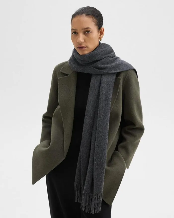 Hats Gloves Scarves Women Theory Classic Scarf In Cashmere Charcoal Melange