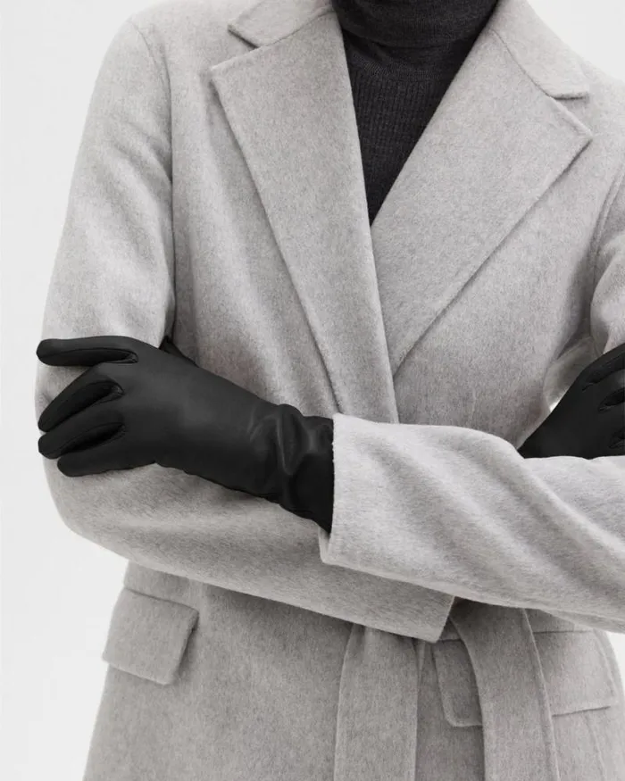 Hats Gloves Scarves Women Theory Tech Gloves In Leather Black