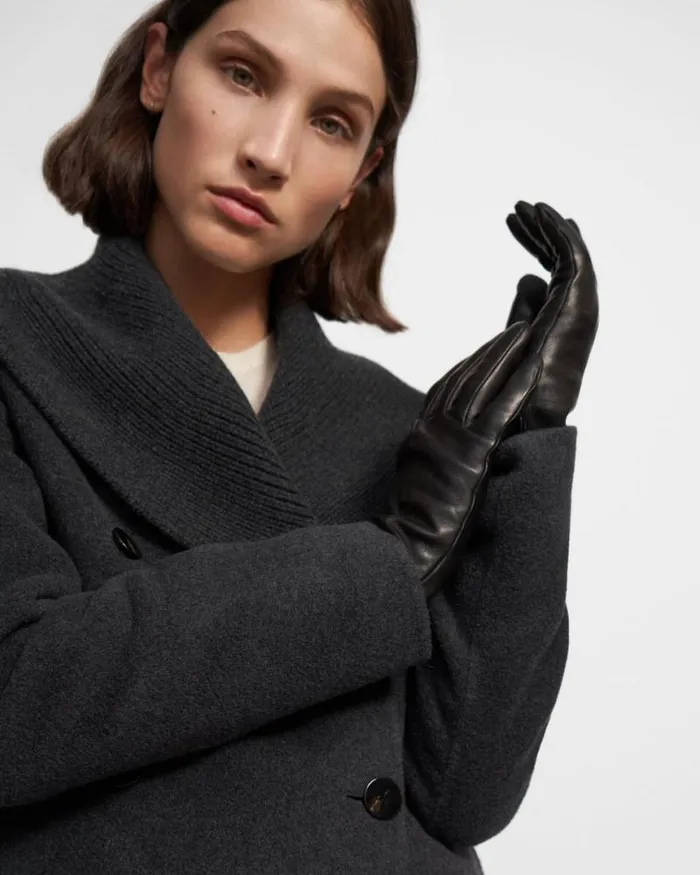 Hats Gloves Scarves Women Theory Tech Gloves In Leather Black Hats Gloves Scarves Women Theory Tech Gloves In Leather Black