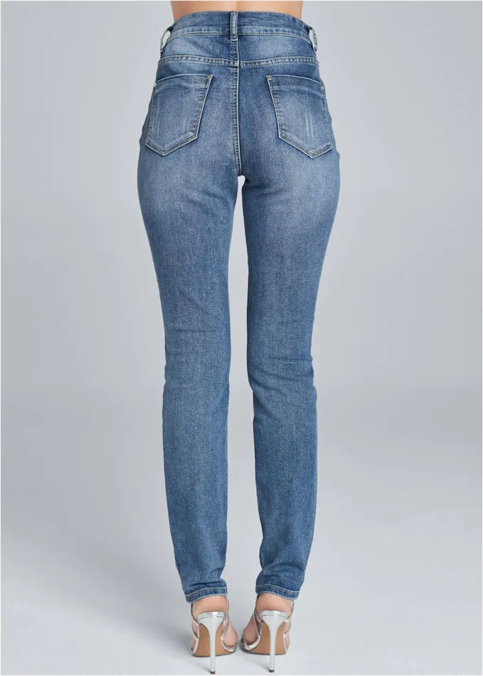 HEART PATCH JEANS Medium Wash Women VENUS Skinny