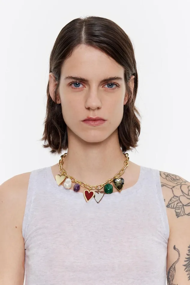 Hearts And Stones Chain Necklace Gold Women Bimba Y Lola Jewelry