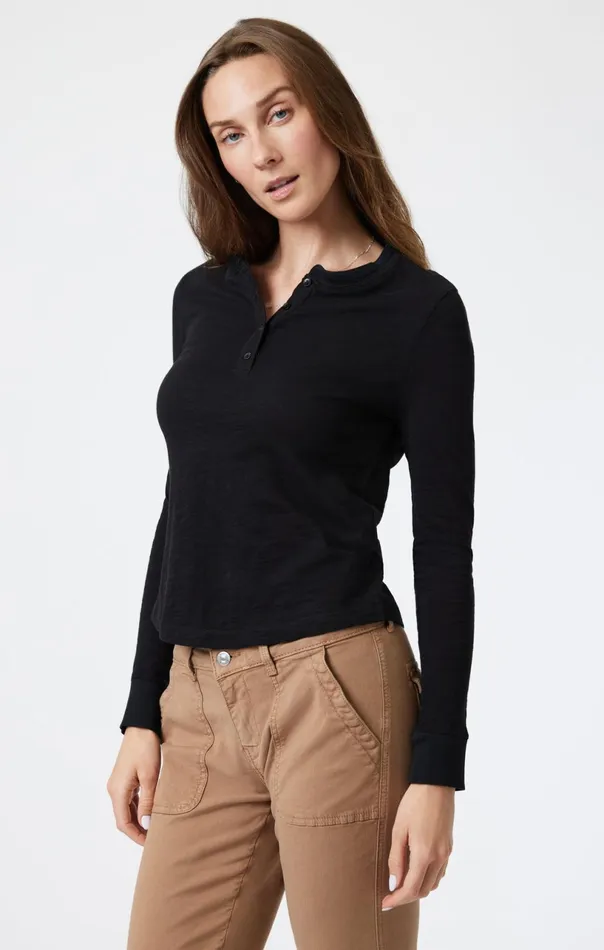 Henley TShirt In Black Women Mavi Jeans Tops and TShirts