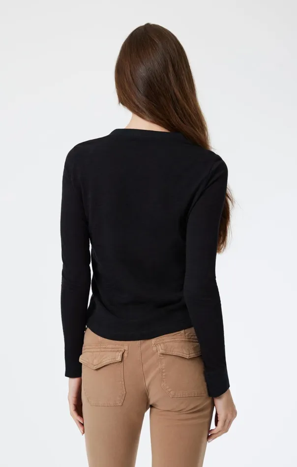 Henley TShirt In Black Women Mavi Jeans Tops and TShirts Henley TShirt In Black Women Mavi Jeans Tops and TShirts