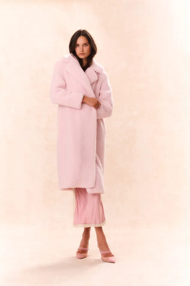 Jackets and Coats WomenKids LoveShackFancy Baileene Faux Shearling Coat Pale Pink