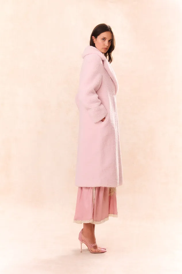 Jackets and Coats WomenKids LoveShackFancy Baileene Faux Shearling Coat Pale Pink