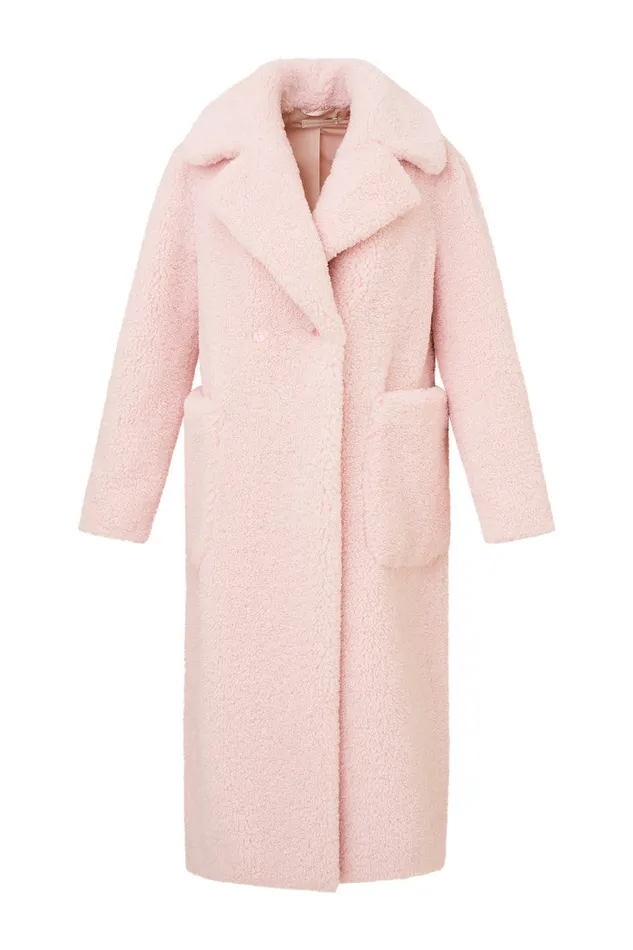 Jackets and Coats WomenKids LoveShackFancy Baileene Faux Shearling Coat Pale Pink