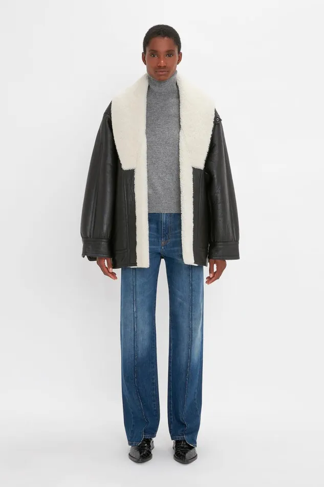 Jackets and Coats Women Victoria Beckham Shearling Coat In Monochrome