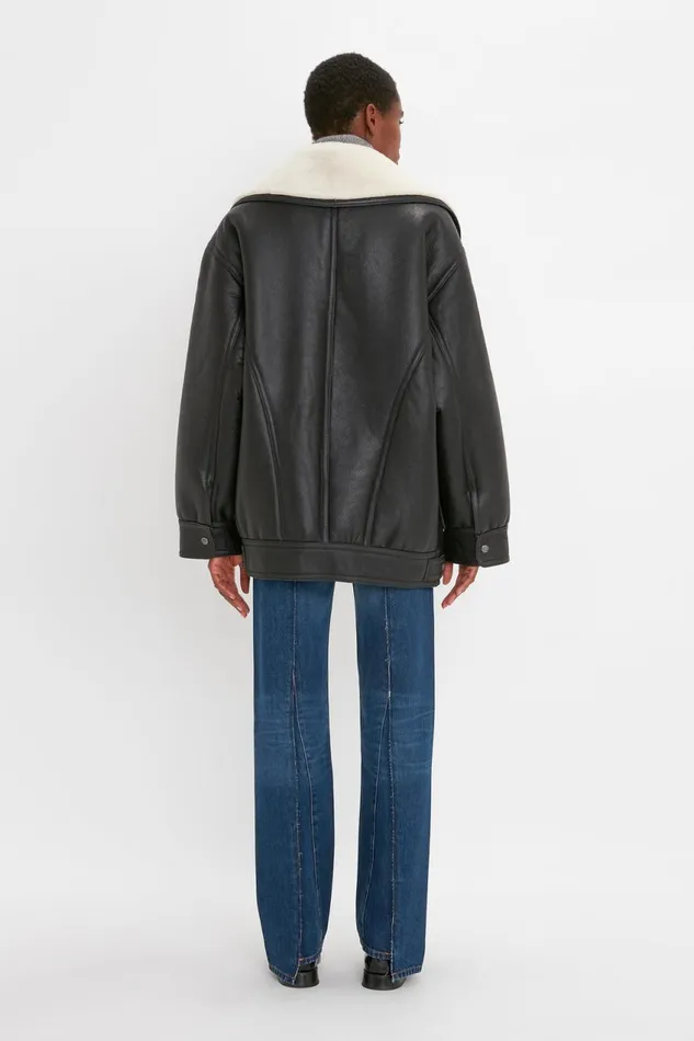 Jackets and Coats Women Victoria Beckham Shearling Coat In Monochrome