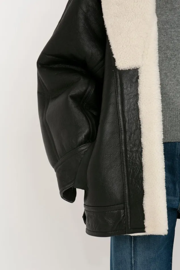 Jackets and Coats Women Victoria Beckham Shearling Coat In Monochrome