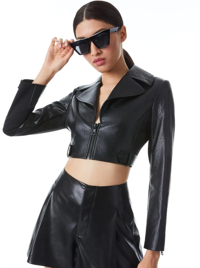 Jackets Coats Women Alice Olivia Yardley Vegan Jacket Black