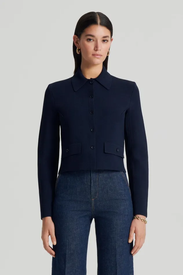 Jackets Women Scanlan Theodore CREPE KNIT BUTTON JACKET Navy Jackets Women Scanlan Theodore CREPE KNIT BUTTON JACKET Navy