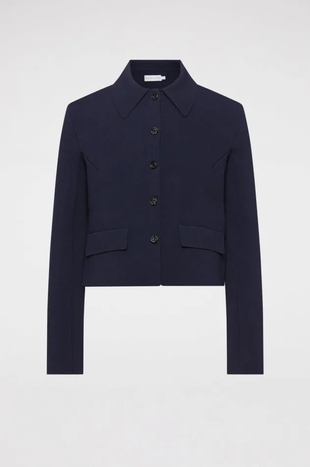 Jackets Women Scanlan Theodore CREPE KNIT BUTTON JACKET Navy Jackets Women Scanlan Theodore CREPE KNIT BUTTON JACKET Navy