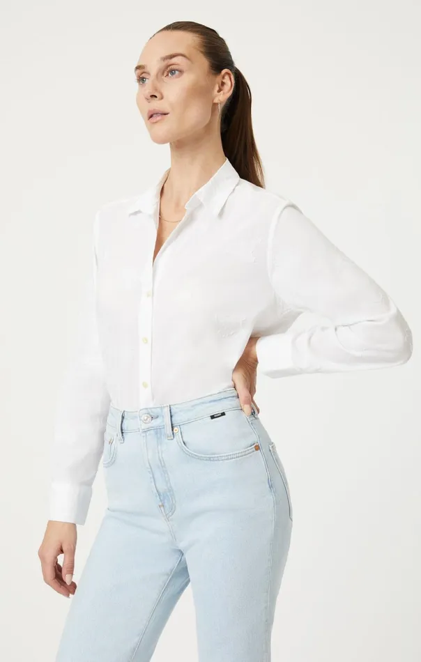 Jacquard ButtonUp Shirt In Antique White Women Mavi Jeans Shirts Jacquard ButtonUp Shirt In Antique White Women Mavi Jeans Shirts