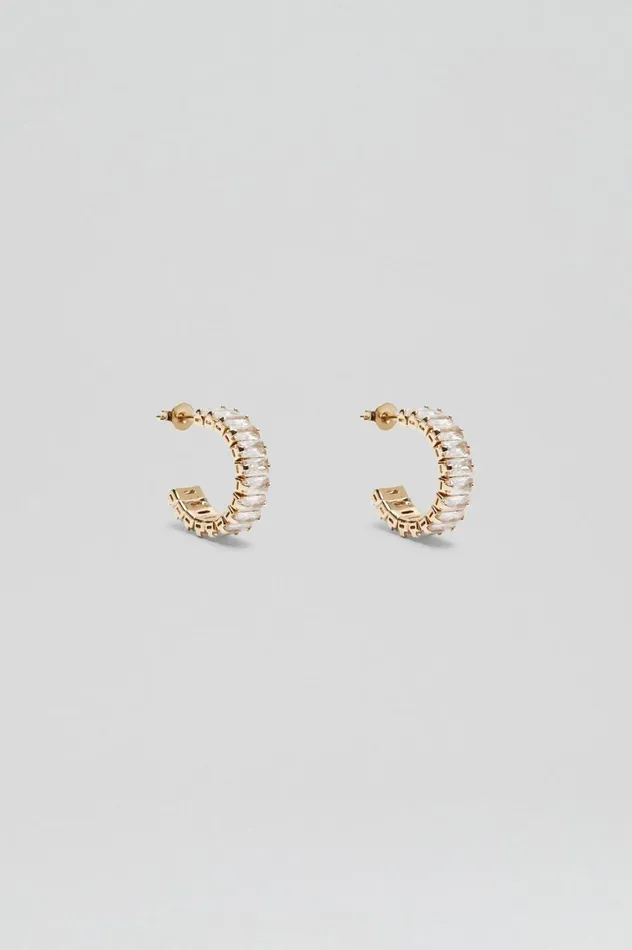 Jewelry Women Scanlan Theodore BAGUETTE HOOP EARRINGS Lightgoldcrystal Jewelry Women Scanlan Theodore BAGUETTE HOOP EARRINGS Lightgoldcrystal
