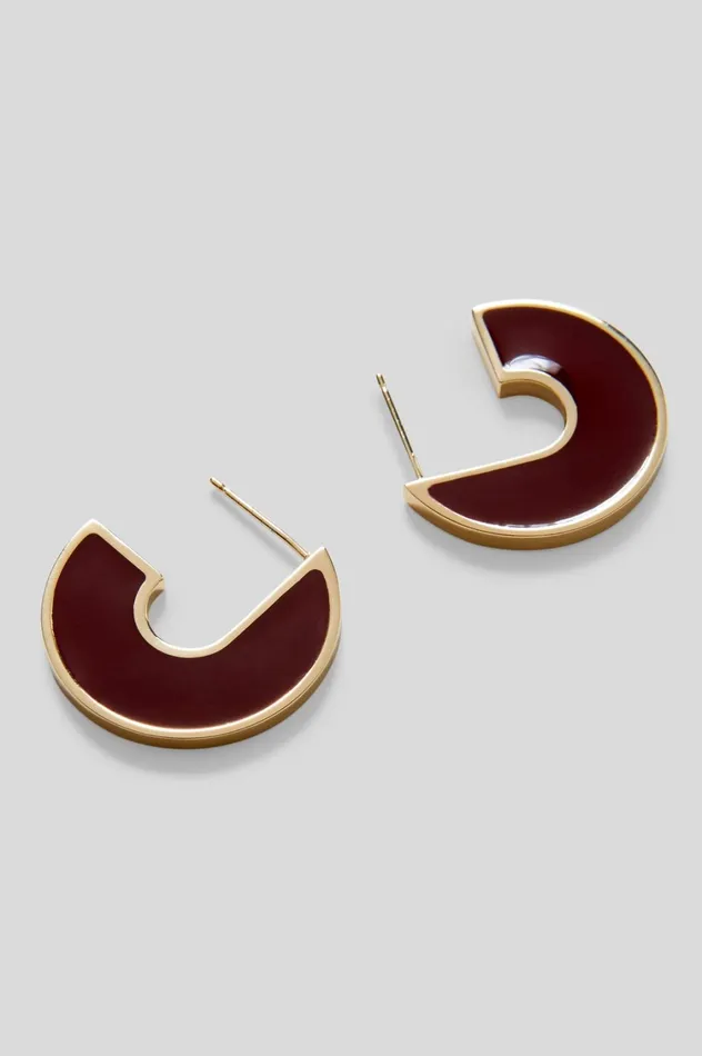 Jewelry Women Scanlan Theodore ENAMEL FLAT HOOP EARRINGS Burgundy Jewelry Women Scanlan Theodore ENAMEL FLAT HOOP EARRINGS Burgundy