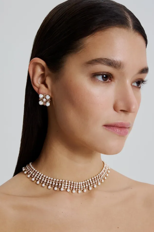 Jewelry Women Scanlan Theodore OPAL STRASS STUDS Chalk