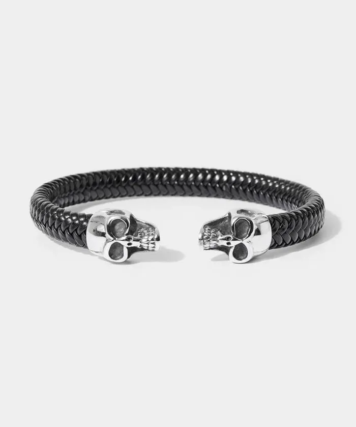 Joe Browns Accessories and Jewellery Men Ivar Double Skull Bracelet Black
