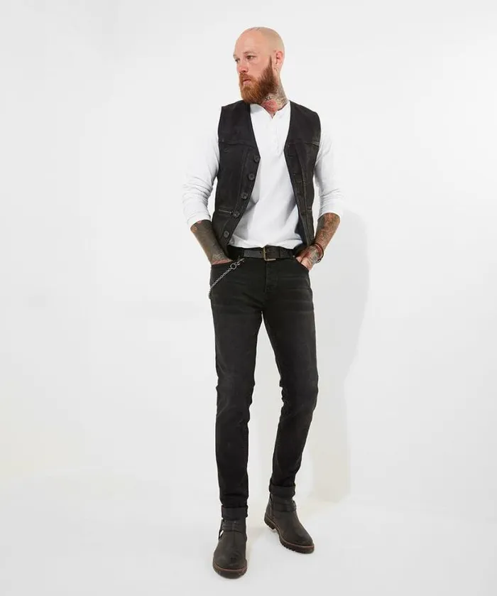 Joe Browns Coats and Jackets Men Black Leather Waistcoat Black