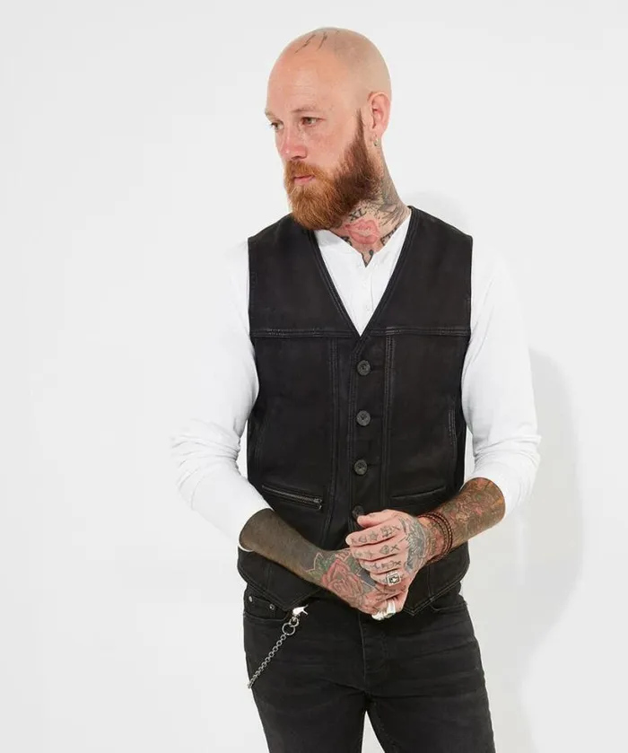 Joe Browns Coats and Jackets Men Black Leather Waistcoat Black Joe Browns Coats and Jackets Men Black Leather Waistcoat Black