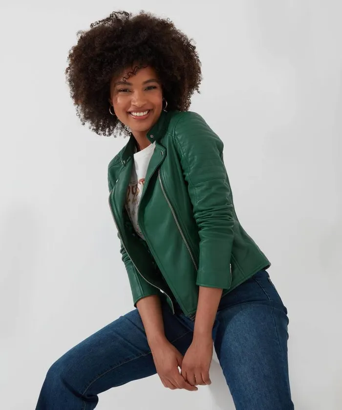 Joe Browns Coats and Jackets Women All In The Details Leather Jacket Green
