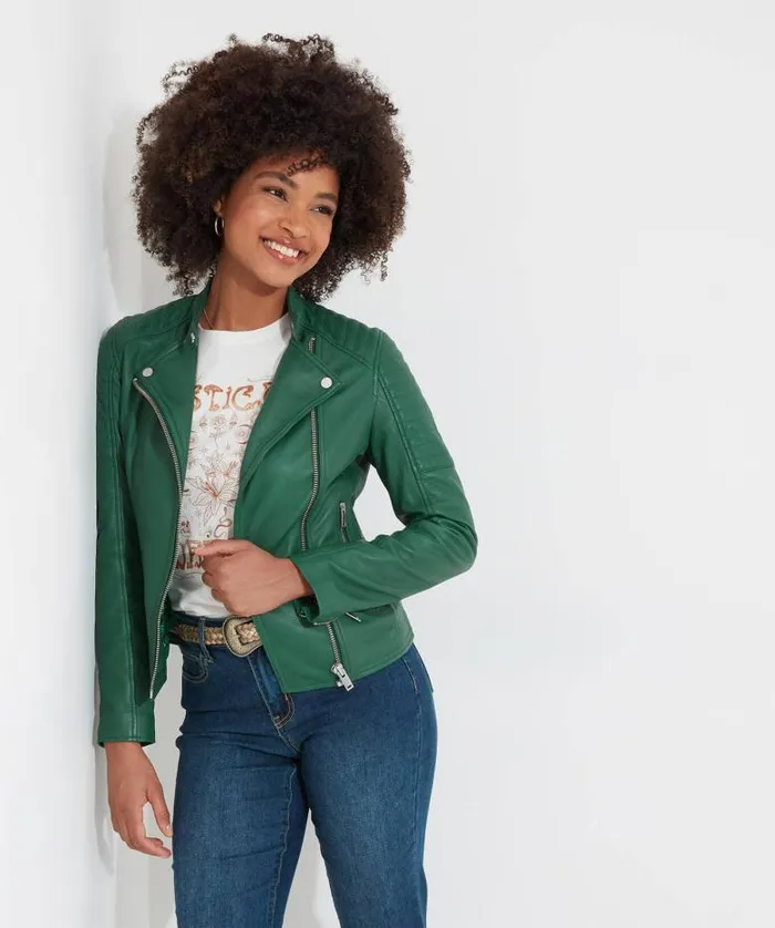 Joe Browns Coats and Jackets Women All In The Details Leather Jacket Green Joe Browns Coats and Jackets Women All In The Details Leather Jacket Green