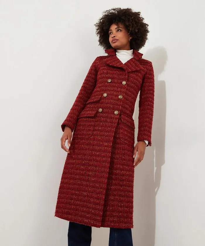 Joe Browns Coats and Jackets Women Maya Tweed Maxi Coat Burnt Orange