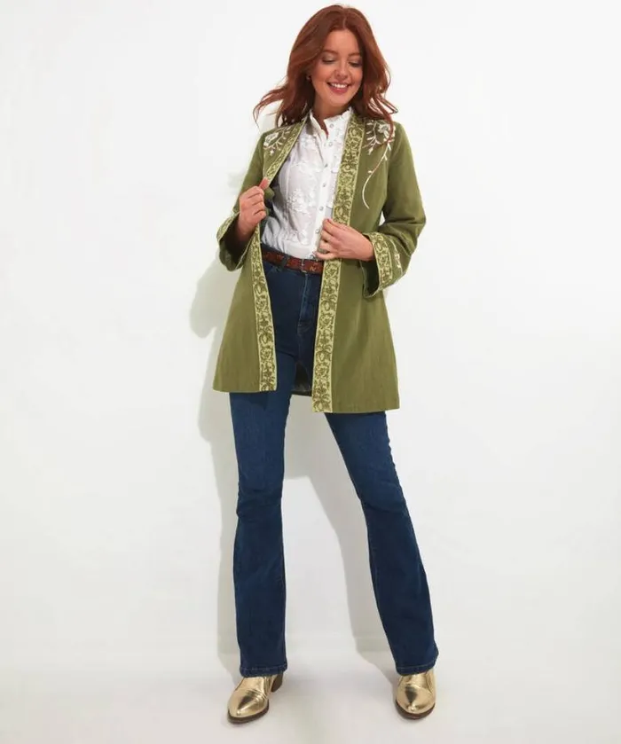 Joe Browns Coats and Jackets Women Summer Daze Boutique Kimono Khaki