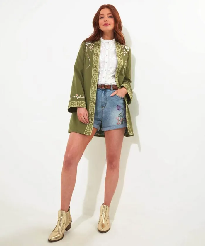 Joe Browns Coats and Jackets Women Summer Daze Boutique Kimono Khaki Joe Browns Coats and Jackets Women Summer Daze Boutique Kimono Khaki