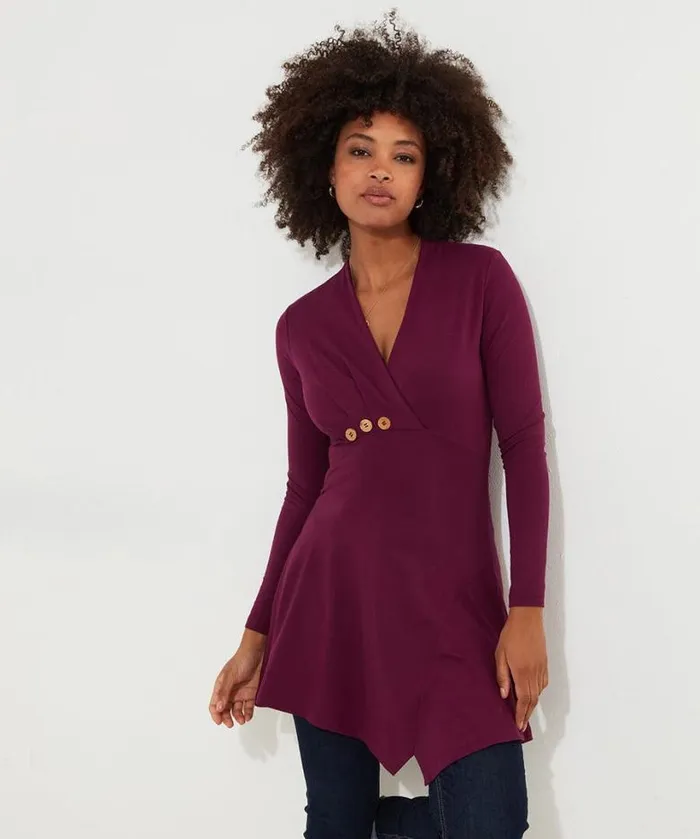Joe Browns Tops Tunics and Blouses Women Button Detail Jersey Tunic Top Berry Joe Browns Tops Tunics and Blouses Women Button Detail Jersey Tunic Top Berry
