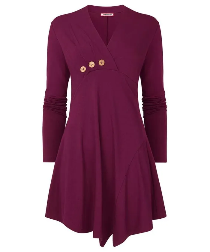 Joe Browns Tops Tunics and Blouses Women Button Detail Jersey Tunic Top Berry Joe Browns Tops Tunics and Blouses Women Button Detail Jersey Tunic Top Berry