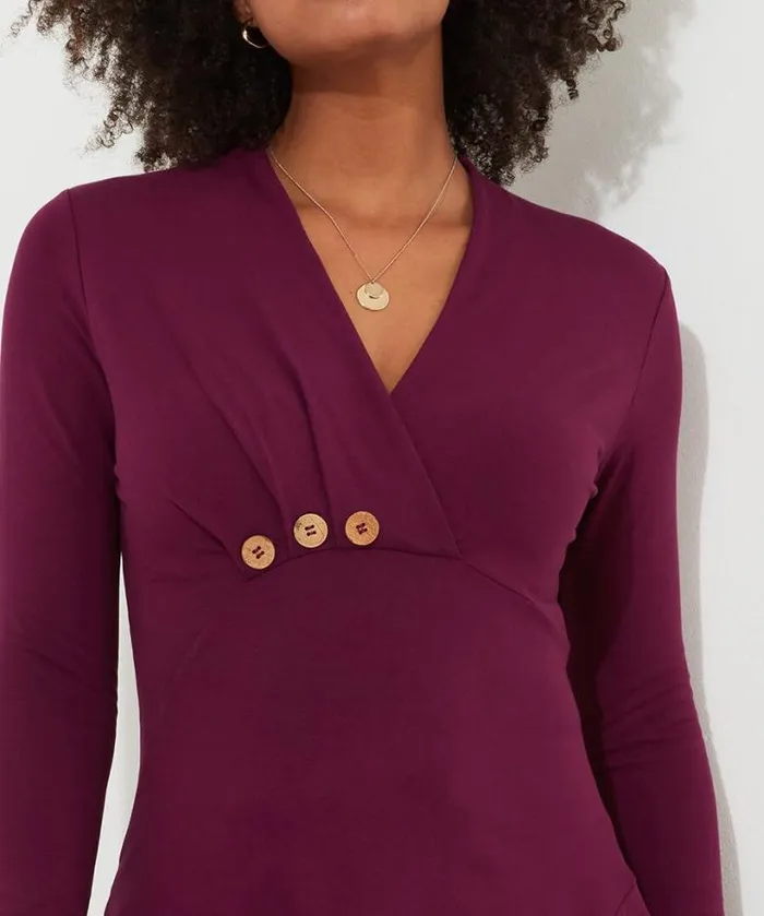 Joe Browns Tops Tunics and Blouses Women Button Detail Jersey Tunic Top Berry Joe Browns Tops Tunics and Blouses Women Button Detail Jersey Tunic Top Berry