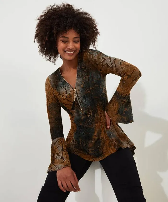 Joe Browns Tops Tunics and Blouses Women Connie Zip Top Brown