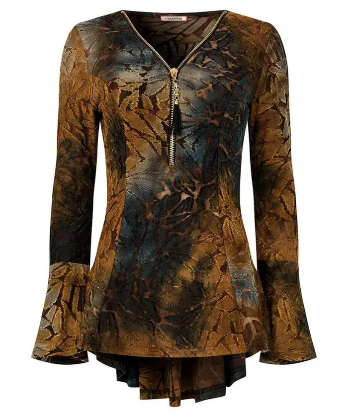 Joe Browns Tops Tunics and Blouses Women Connie Zip Top Brown Joe Browns Tops Tunics and Blouses Women Connie Zip Top Brown