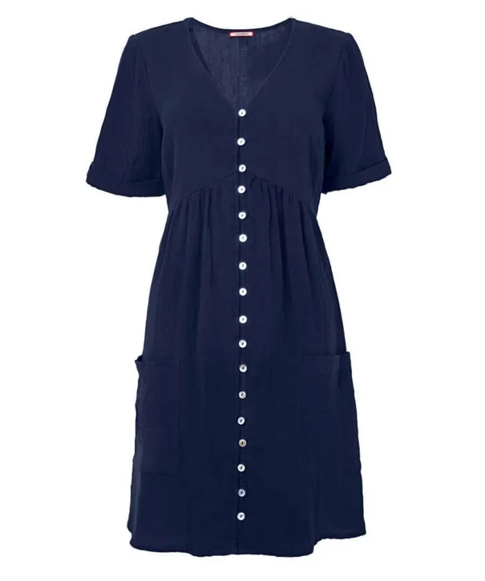 Joe Browns Tops Tunics and Blouses Women Crinkle Cotton Tunic Navy
