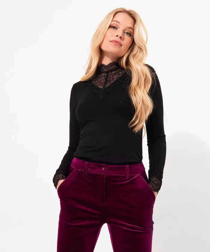 Joe Browns Tops Tunics and Blouses Women Darcie Lace High Neck Top Black