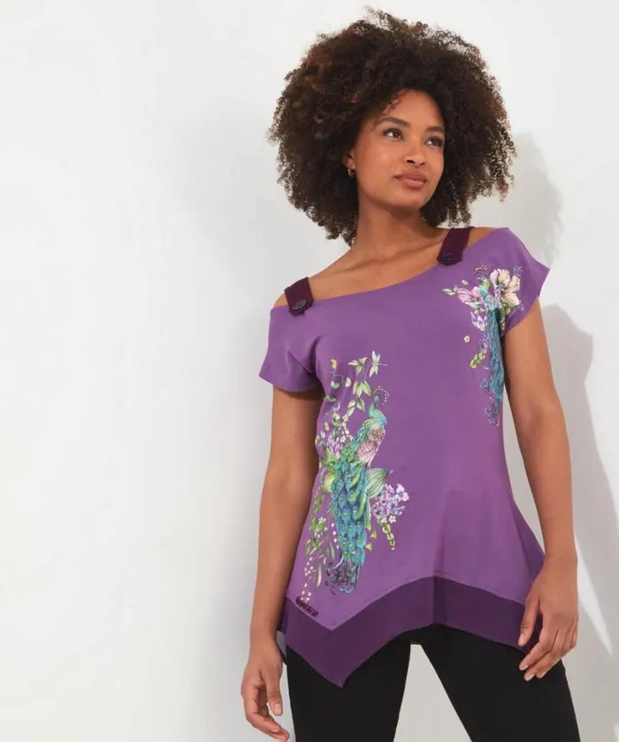 Joe Browns Tops Tunics and Blouses Women Perfect Peacock Jersey Top Purple