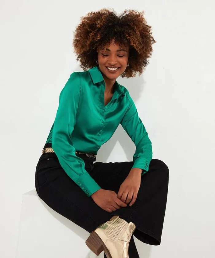 Joe Browns Tops Tunics and Blouses Women Stunning Satin Blouse Green