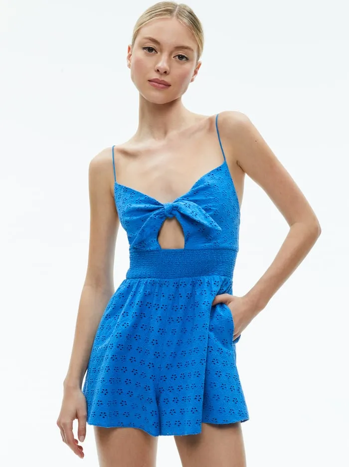 Jumpsuits Rompers Women Alice Olivia Freida Tie Front Romper French Blue