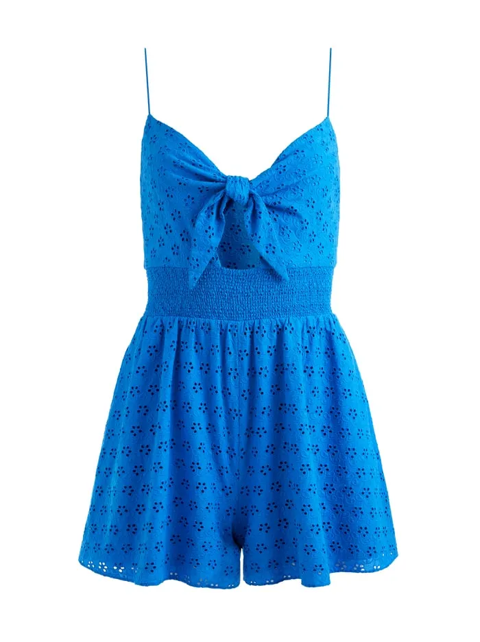 Jumpsuits Rompers Women Alice Olivia Freida Tie Front Romper French Blue