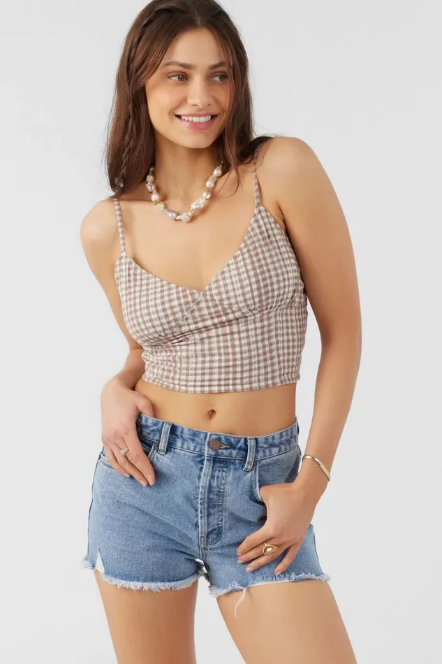 KALIA CECE GINGHAM TOP Deep Taupe Women O039NEILL Collections