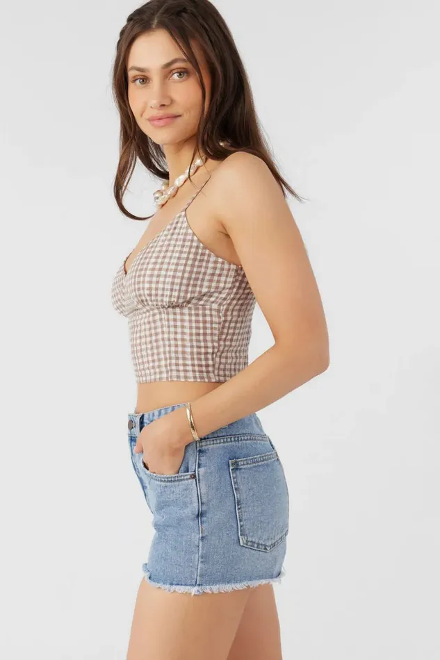 KALIA CECE GINGHAM TOP Deep Taupe Women O039NEILL Collections