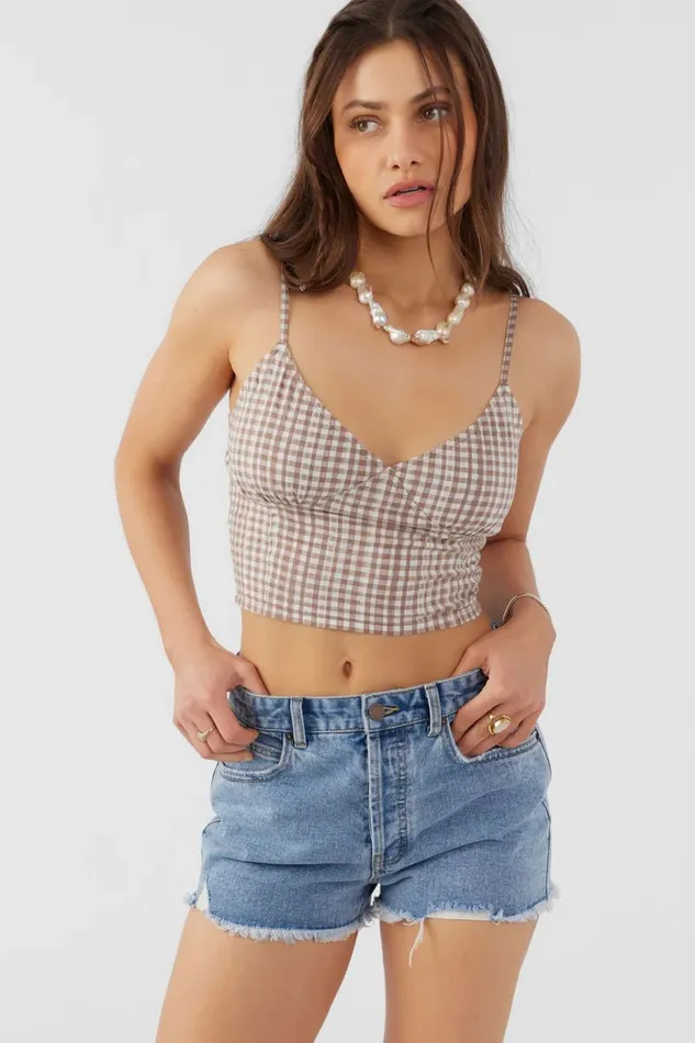KALIA CECE GINGHAM TOP Deep Taupe Women O039NEILL Collections