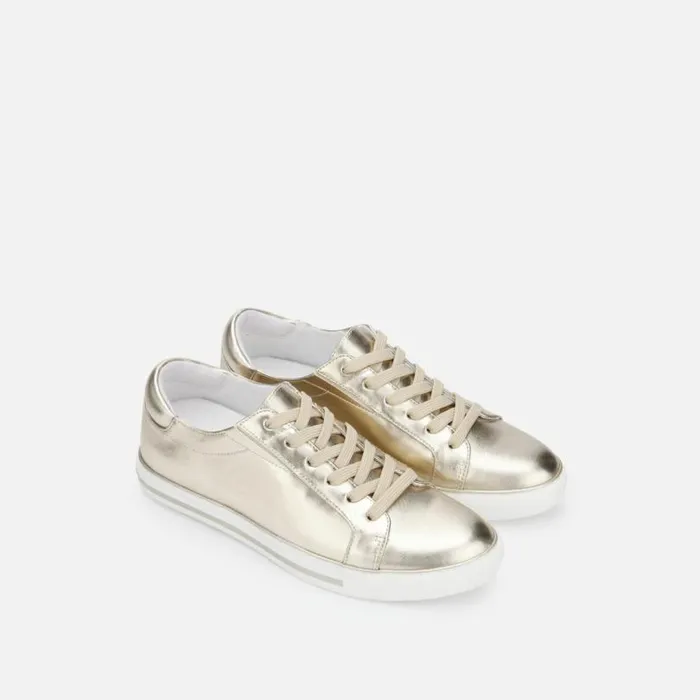 Kam Stripe Metallic Sneaker Shiny Light Gold Women Kenneth Cole Sneakers