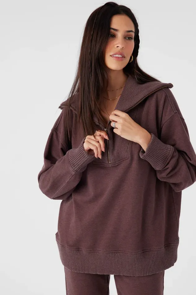 KARMA FRENCH TERRY HALF ZIP PULLOVER Chocolate Women O039NEILL Collections