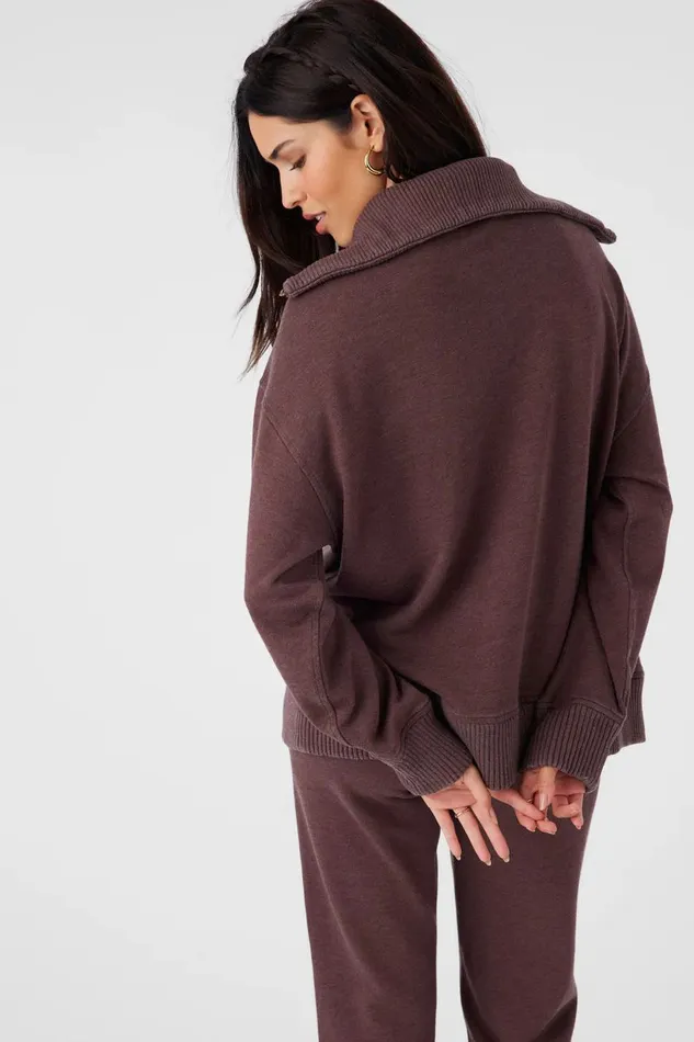KARMA FRENCH TERRY HALF ZIP PULLOVER Chocolate Women O039NEILL Collections